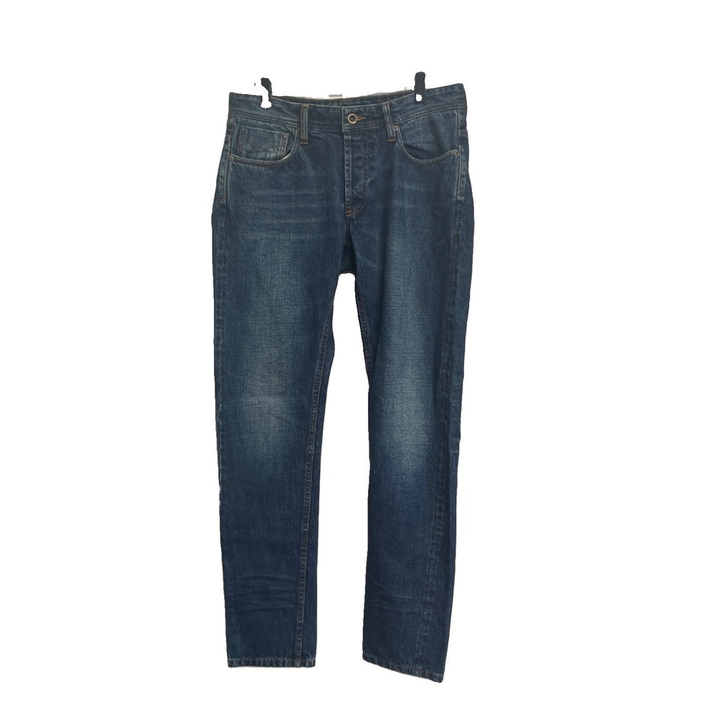 NN07 Mens Dark Blue Selvedge Straight Leg Denim Jeans Size 32x32
